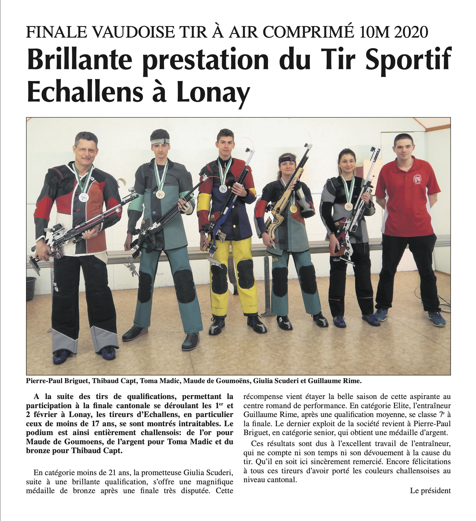 Brillante prestation du Tir Sportif Echallens à Lonay
